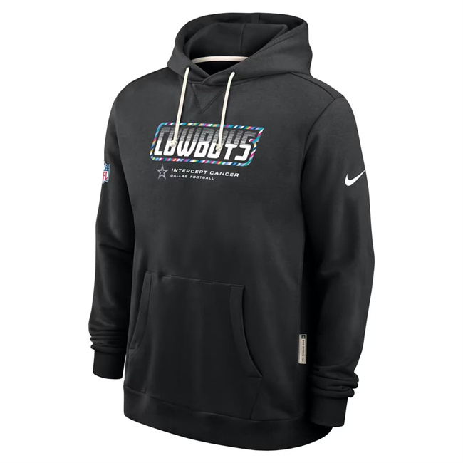 Men's Dallas Cowboys Black 2026 Crucial Catch Sideline Standard Issue Dri-FIT Pullover Hoodie